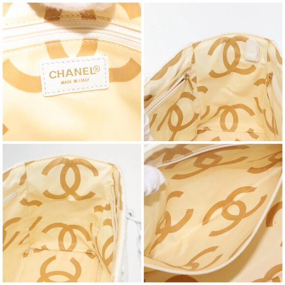 CHANEL Plastic Chain Tote Bag Straw Gold White CC Auth BA6435 - Picture 16 of 16